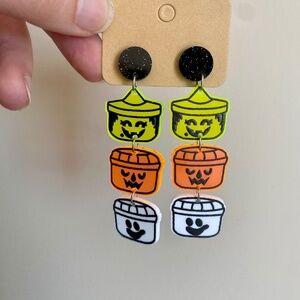 3 for $19 NEW Retro Halloween Buckets Earrings Dangle Quirky Great Gift